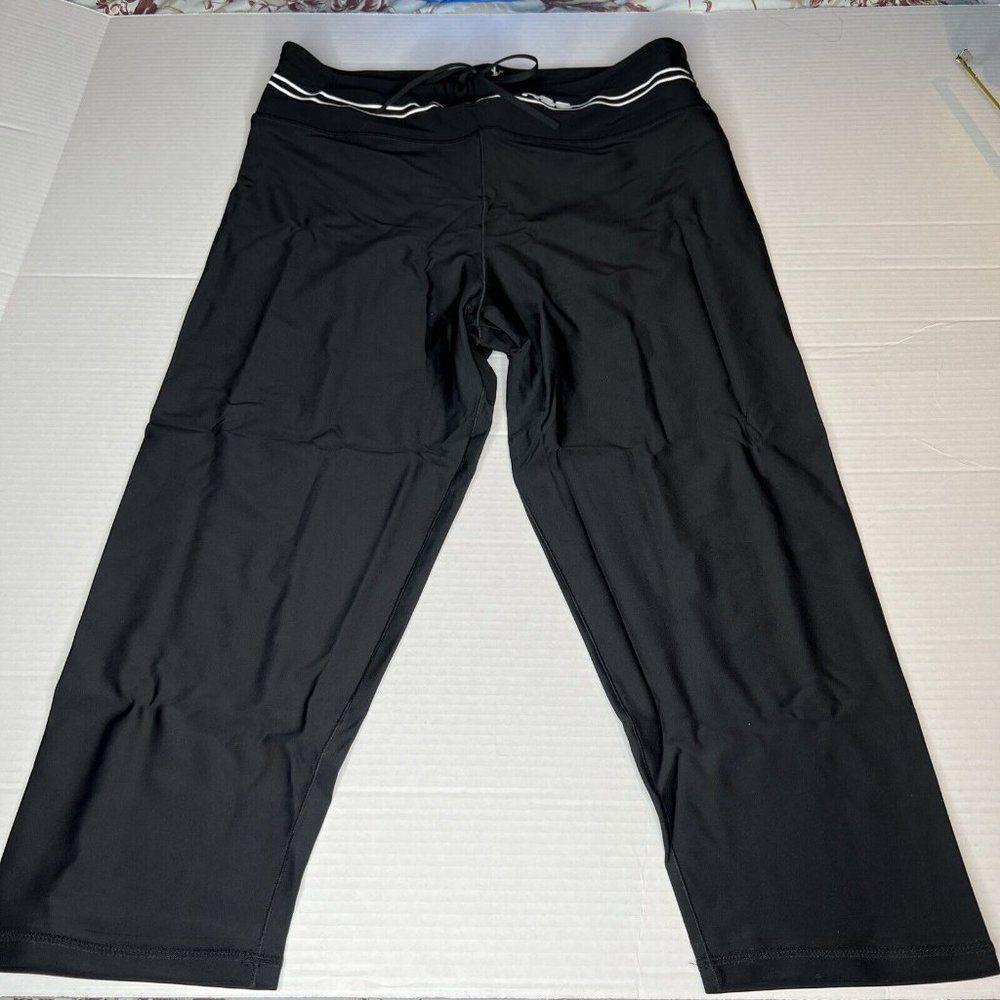 Adam Selman Sport XL-XXL Hi Rise Capri Leggings Black Athletic Workout R…